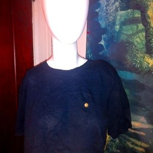 Vintage LizSport Blue Short Sleeve Crop Top Size S